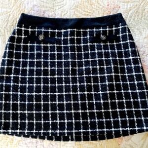 KARL LAGERFELD PARIS Black & White Plaid Mini Skirt Size 16 NWOT Chanel Style